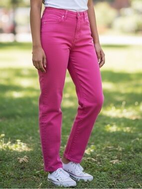 Seven7 Women's Bright Pink Straight Leg Jeans